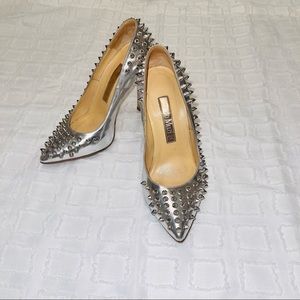Nando Muzi silver studded heels, size 36